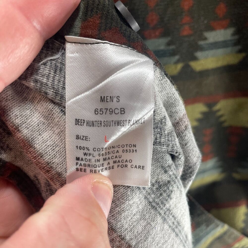 Vintage Woolrich Shacket Mens Large Aztec Southwestern Button Up Heavy Flannel - Picture 7 of 11